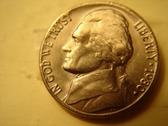 1980-P-Jefferson-Nickel---Missing-Bridge-Of-Nose